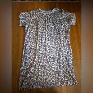 Vermont Country Store Purple Flower and Iris Nightgown with Lace Trim, Size 3X